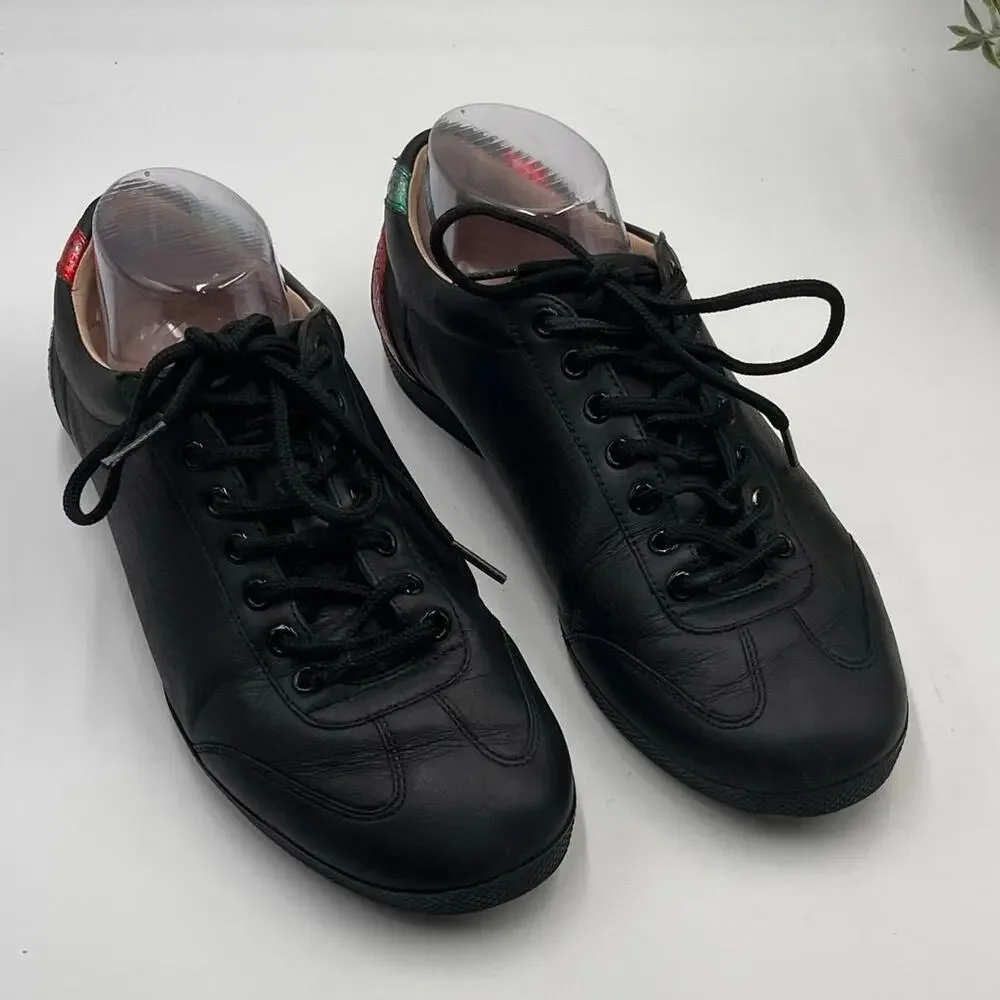 GUCCI Mens Black Bambi Marmont Leather Low Sneaker Trainers Shoes Sz m6.5/8w‎